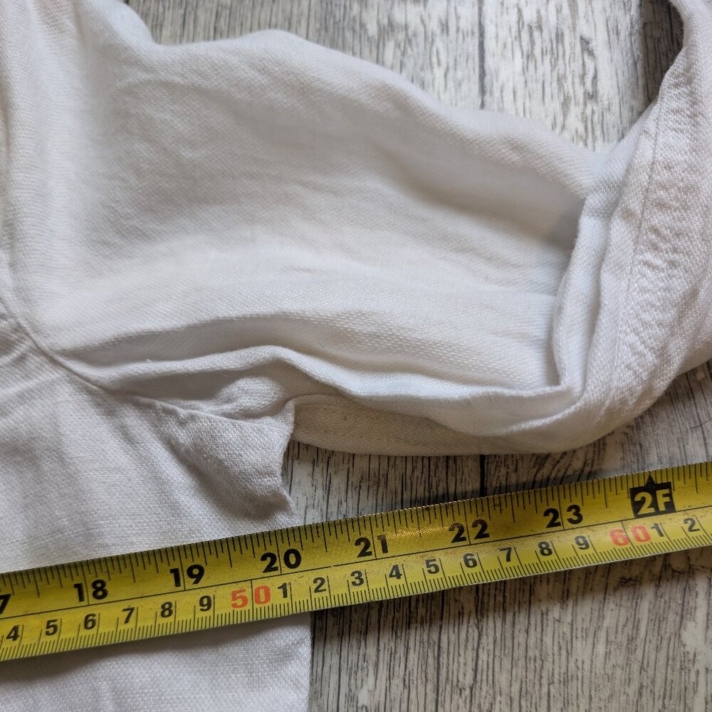 Nicole Miller White Linen Blend Cropped Jacket Button Front Utility Shirt M - Picture 9 of 11